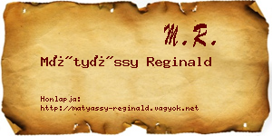 Mátyássy Reginald névjegykártya